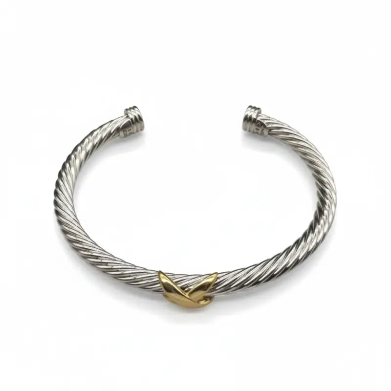 Luxury Fine Jewelry 925 Sterling Silver X Shape Bangle for Women and Men Adjustable Cuff Wedding Gifts - SZ-015 5mm 11