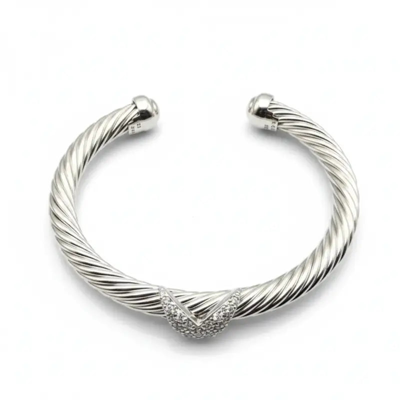 Luxury Fine Jewelry 925 Sterling Silver X Shape Bangle for Women and Men Adjustable Cuff Wedding Gifts - SZ-323 7mm 18