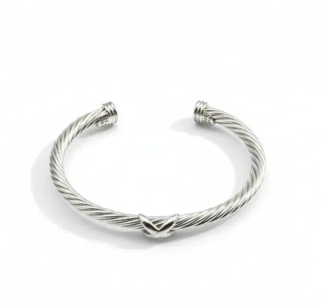 Luxury Fine Jewelry 925 Sterling Silver X Shape Bangle for Women and Men Adjustable Cuff Wedding Gifts