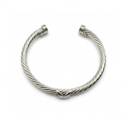 Luxury Fine Jewelry 925 Sterling Silver X Shape Bangle for Women and Men Adjustable Cuff Wedding Gifts