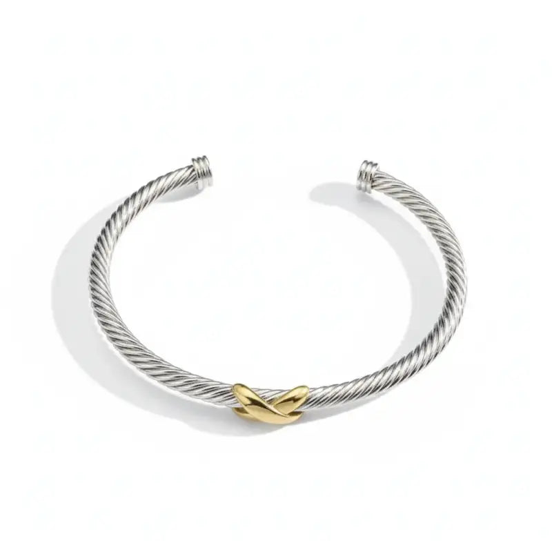 Luxury Fine Jewelry 925 Sterling Silver X Shape Bangle for Women and Men Adjustable Cuff Wedding Gifts - SZ-013 4mm 11