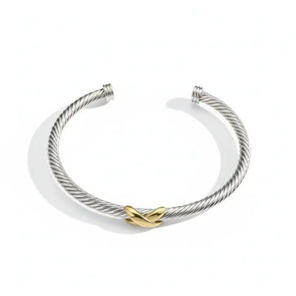 Luxury Fine Jewelry 925 Sterling Silver X Shape Bangle for Women and Men Adjustable Cuff Wedding Gifts - SZ-013 4mm 11