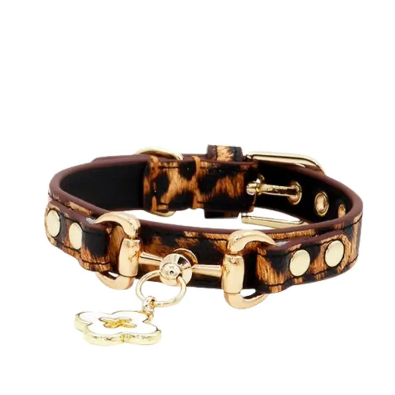 Charmed Luxe Pet Collar - Animal Print Clover / XS - 0.5in x 8.3in - 10.25in - Pet Accessory