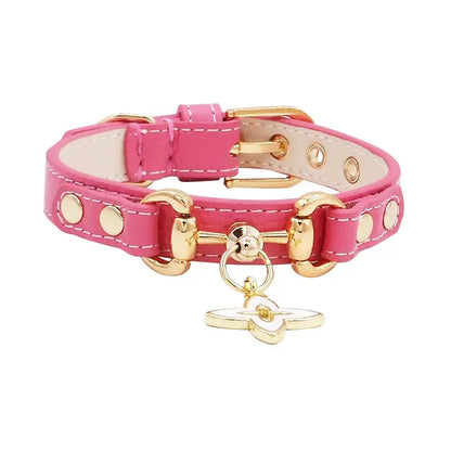 Charmed Luxe Pet Collar - Fuschia Clover / XS - 0.5in x 8.3in - 10.25in - Pet Accessory