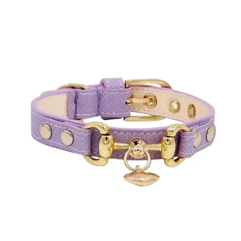 Charmed Luxe Pet Collar - Purple Heart / XS - 0.5in x 8.3in - 10.25in - Pet Accessory