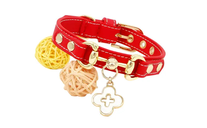 Charmed Luxe Pet Collar - Red Clover / XS - 0.5in x 8.3in - 10.25in - Pet Accessory