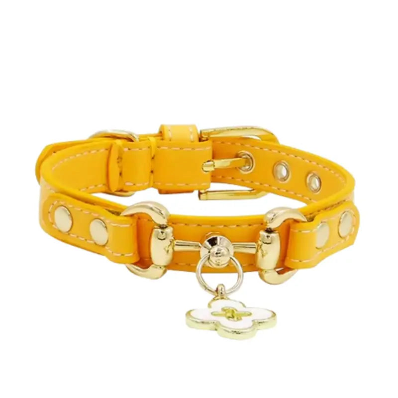 Charmed Luxe Pet Collar - Yellow Clover / XS - 0.5in x 8.3in - 10.25in - Pet Accessory