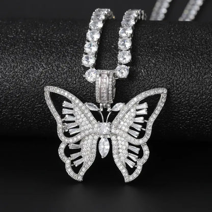 Luxury Iced Out Butterfly Pendant Necklace: Exquisite and Glamorous