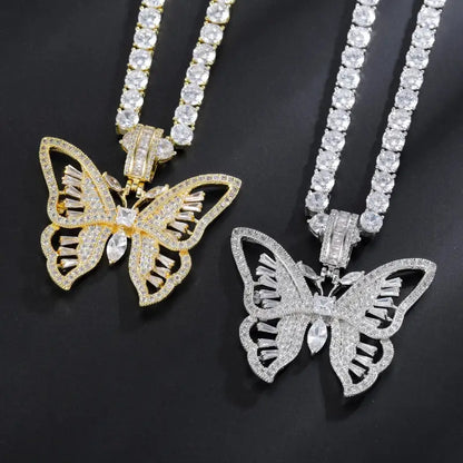 Luxury Iced Out Butterfly Pendant Necklace: Exquisite and Glamorous