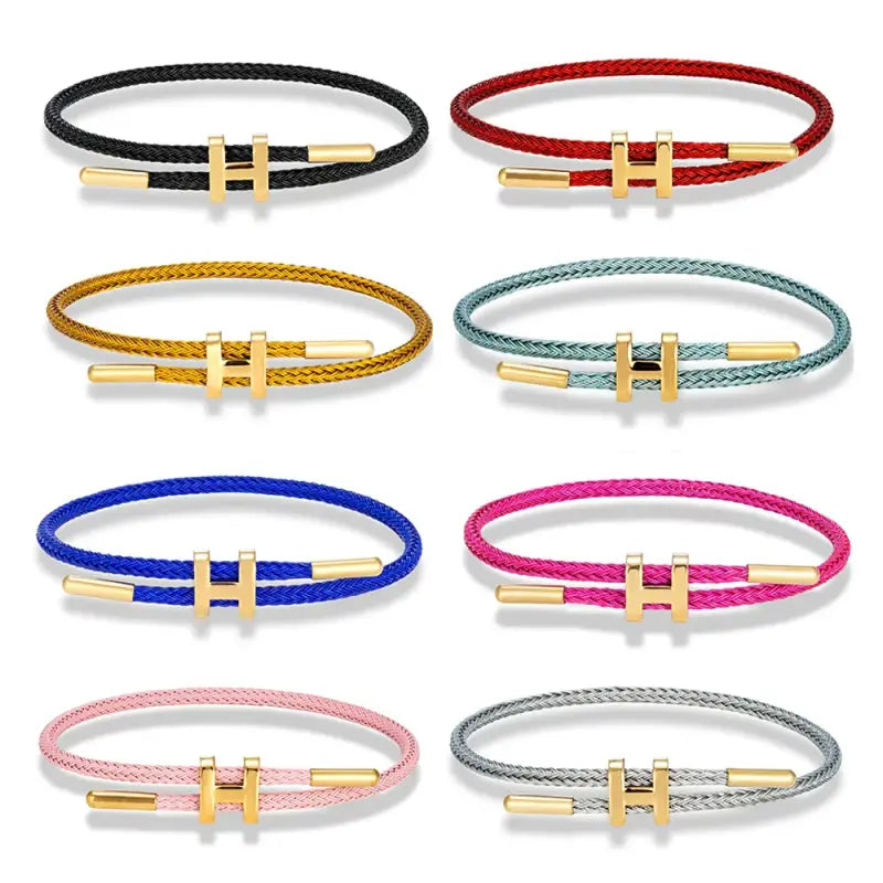Luxury Multicolor Charm Adjustable Bracelet Fashion No Fade Stainless Steel Wire Waterproof Rope for Men Women Couple