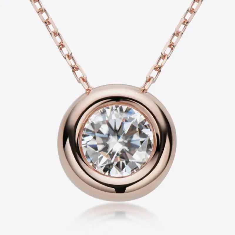 Mabel Moissanite Pendant Necklace - Rose Gold - Jewelry