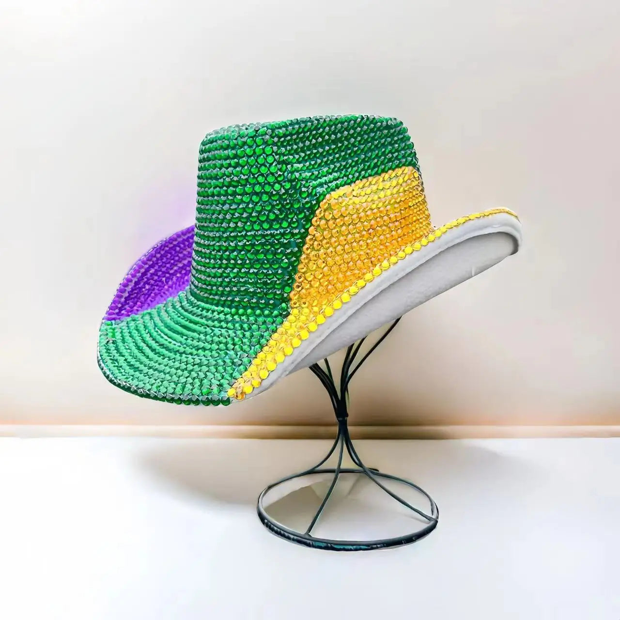 Burning Man Men’s and women’s Purple Green Yellow Western Cowboy Hats Festival Riding Hat Ranch Style Outdoor