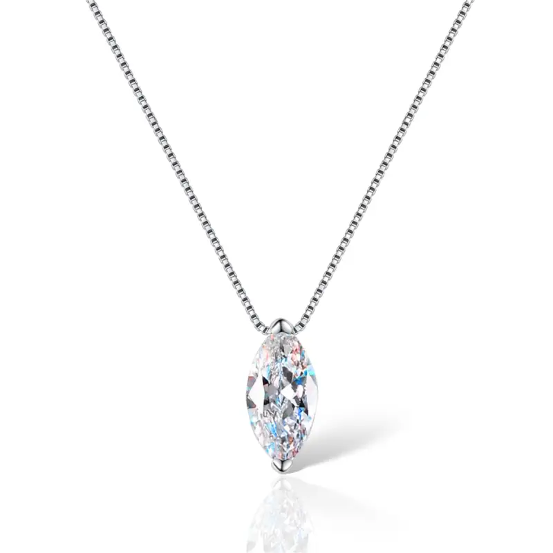 Diamond Moissanite Pendant Necklace - Silver - Jewelry