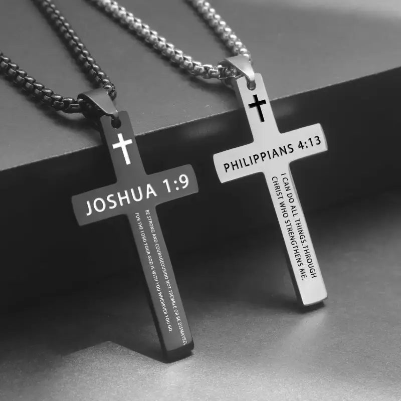 Men’s Cross Pendant Necklace | I Corinthians 13:7