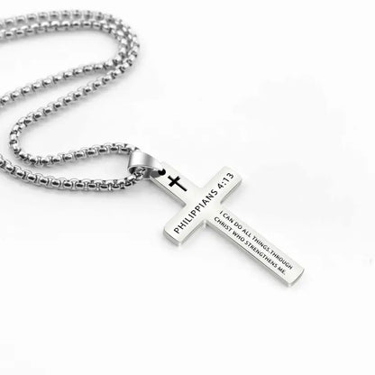 Men’s Cross Pendant Necklace | I Corinthians 13:7