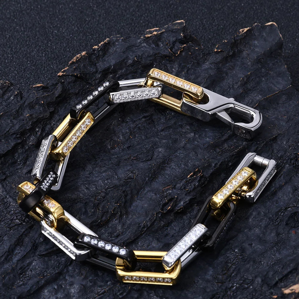 2024 Fashion High Luxury Bamboo Bracelet for Men and Women Non-fading Titanium Steel Zircon Hip-hop Jewelry Accessories