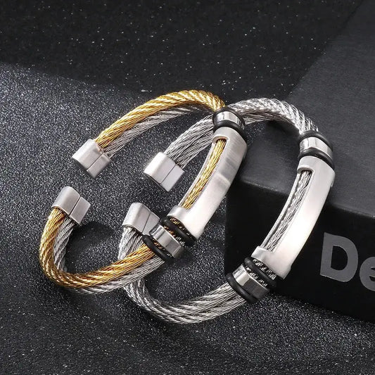 Men’s Stainless Steel Corded Bangle Bracelet