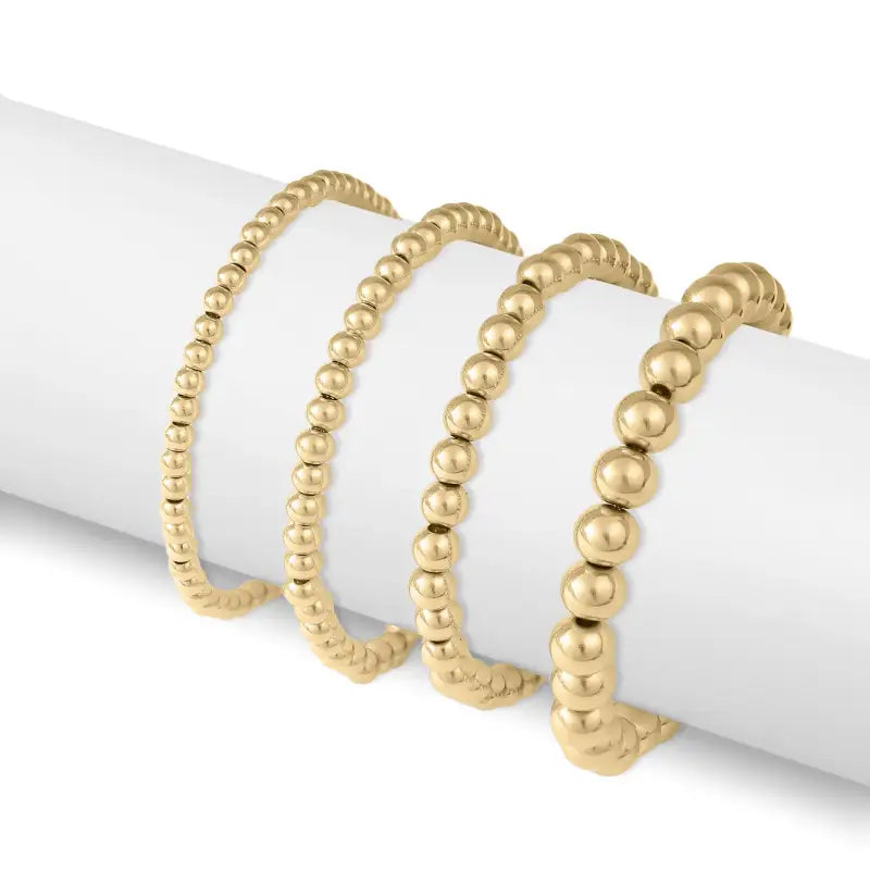 Metal Bead Stretch Bracelet - Gold - Jewelry