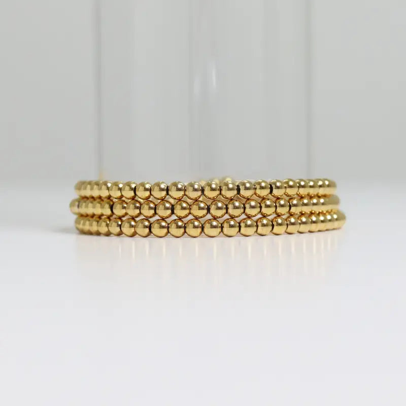 Metal Bead Stretch Bracelet - Gold - Jewelry