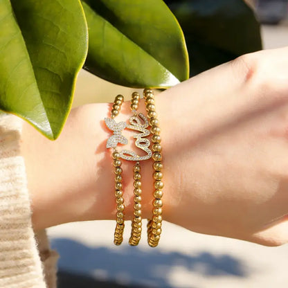 Metal Bead Stretch Bracelet - Gold - Jewelry