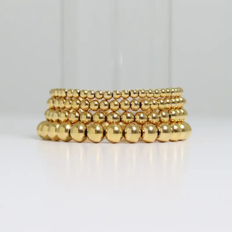 Metal Bead Stretch Bracelet - Gold - Jewelry