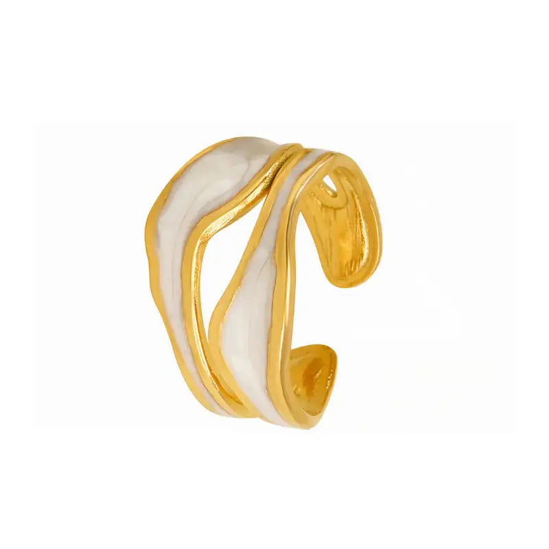 Minimalist Marble-Style Enamel Rings – Elegance Redefined - Tres - Jewelry