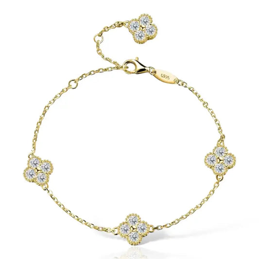 Bridgette Clover Moissanite Bracelet - Gold - Jewelry