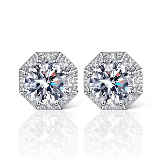 Miriam Moissanite Stud Earrings - Silver - Jewelry