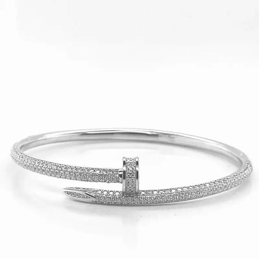 Modern Grace Moissanite Nail Bangle - Stainless Steel - Jewelry