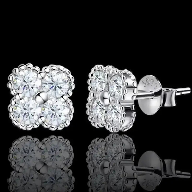 Bridgette Clover Moissanite Studded Gold Earrings
