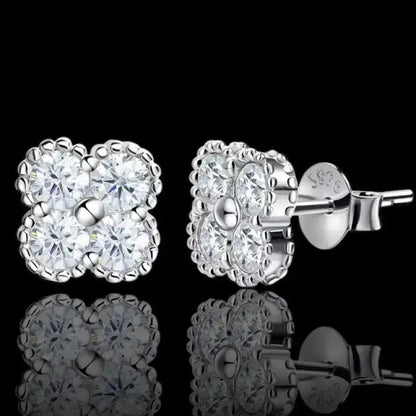 Bridgette Clover Moissanite Studded Gold Earrings