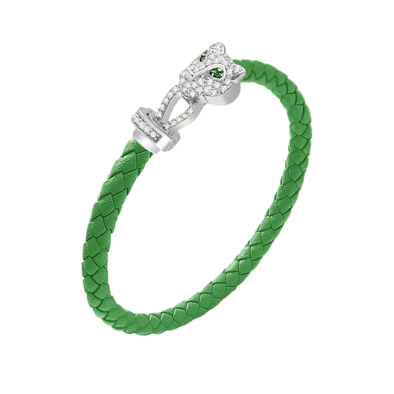 Untamed Cheetah Bracelet - Silver - Light Green / 8.7in
