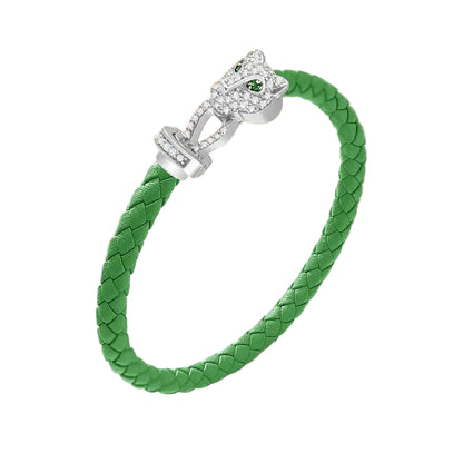 Untamed Cheetah Bracelet - Silver - Light Green / 8.7in