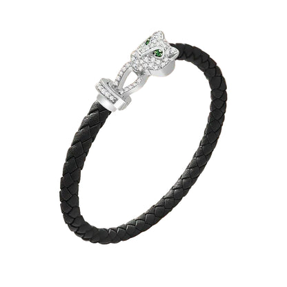 Untamed Cheetah Bracelet - Silver - Black / 6.25in