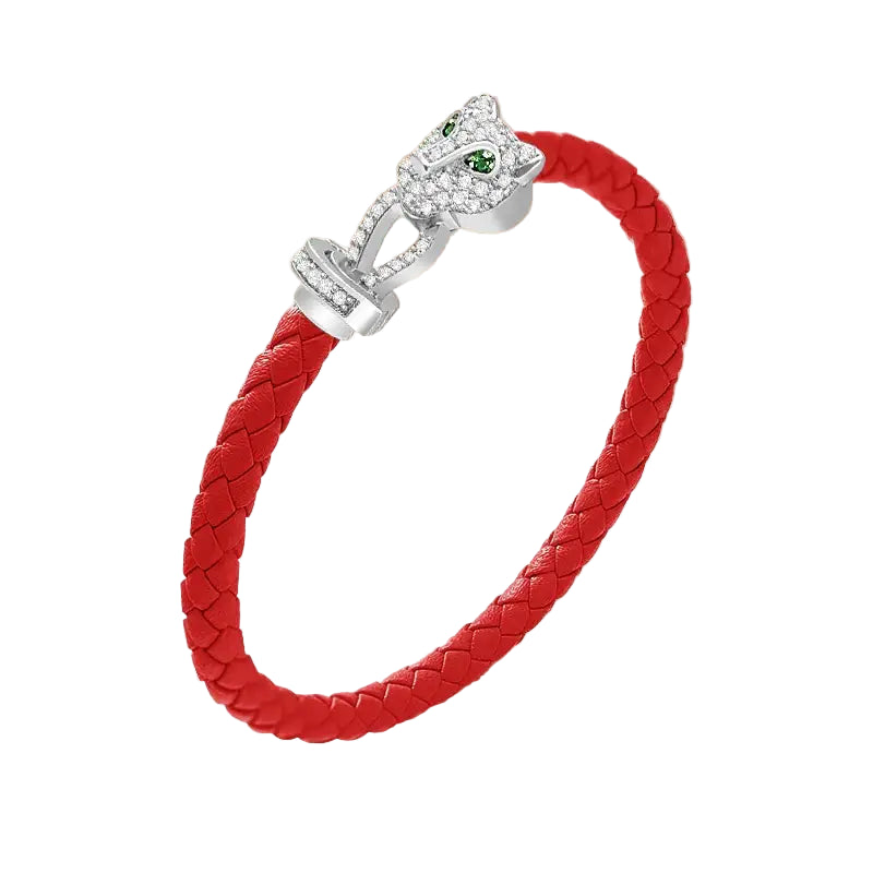 Untamed Cheetah Bracelet - Silver - Red / 8.7in