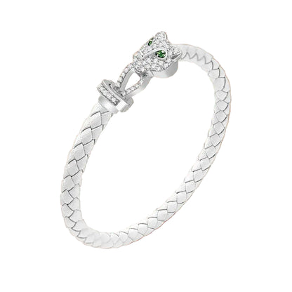 Untamed Cheetah Bracelet - Silver - White / 8.7in