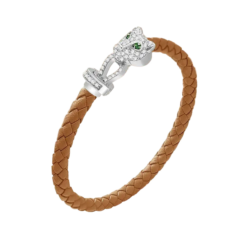 Untamed Cheetah Bracelet - Silver - Khaki / 8.25in