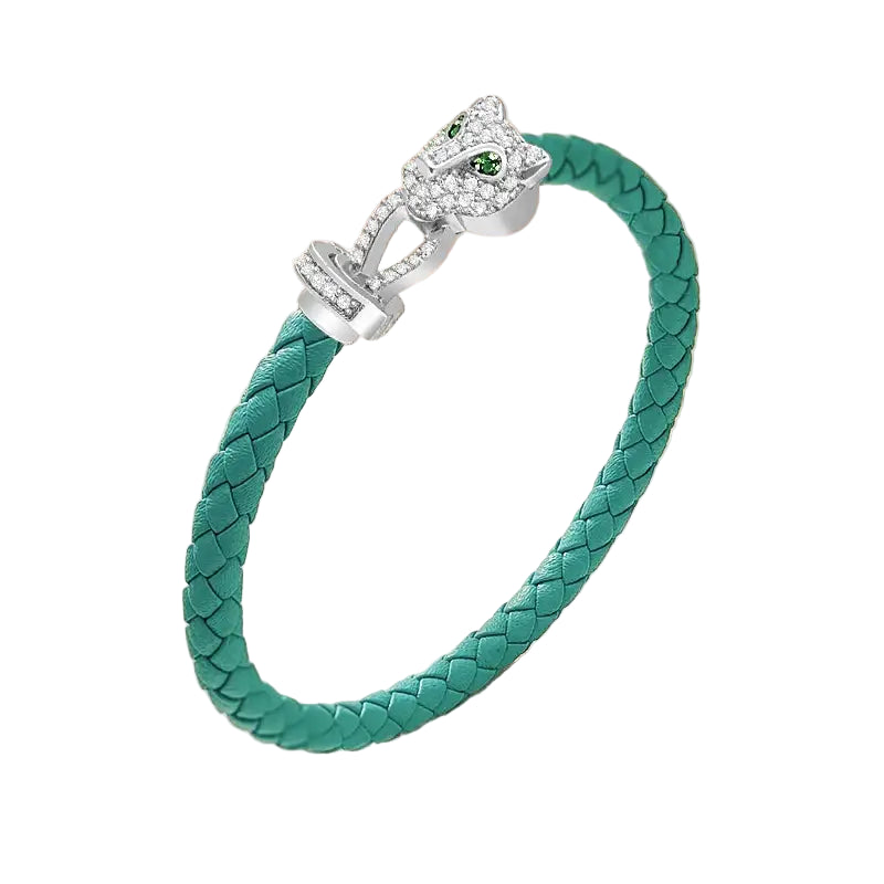 Untamed Cheetah Bracelet - Silver - Tiffany Blue / 7.5in