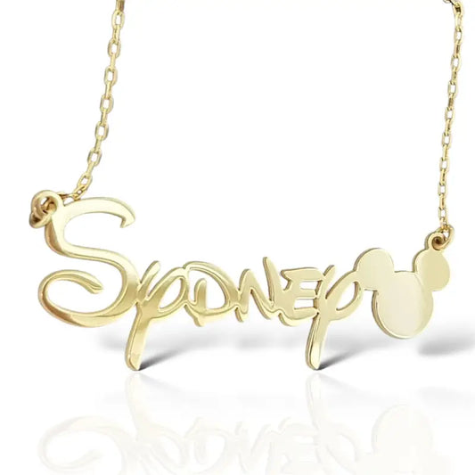 Mouse Magic Personalized Name Necklace: A Touch of Whimsy - Gold. / 14in