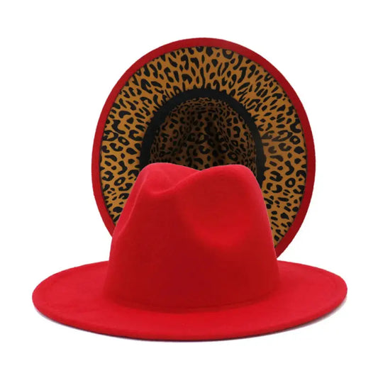 Multi-Color Panama Felt Fedora Hat | Leopard Interior