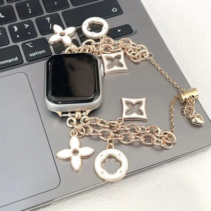 Nice Bracelet Link Strap For Apple Watch Band Women 38mm 40mm 41mm 42mm 44mm 45mm 46mm 49mm Golden White