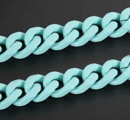Paint Collection Cuban Chain Bracelet - Blue - 7in - Jewelry