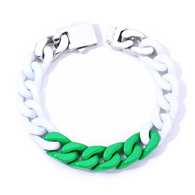 2024 Fashionable Color Paint Matching Cuban Bracelet for Men and Women Non-fading Titanium Steel Hip-hop Jewelry