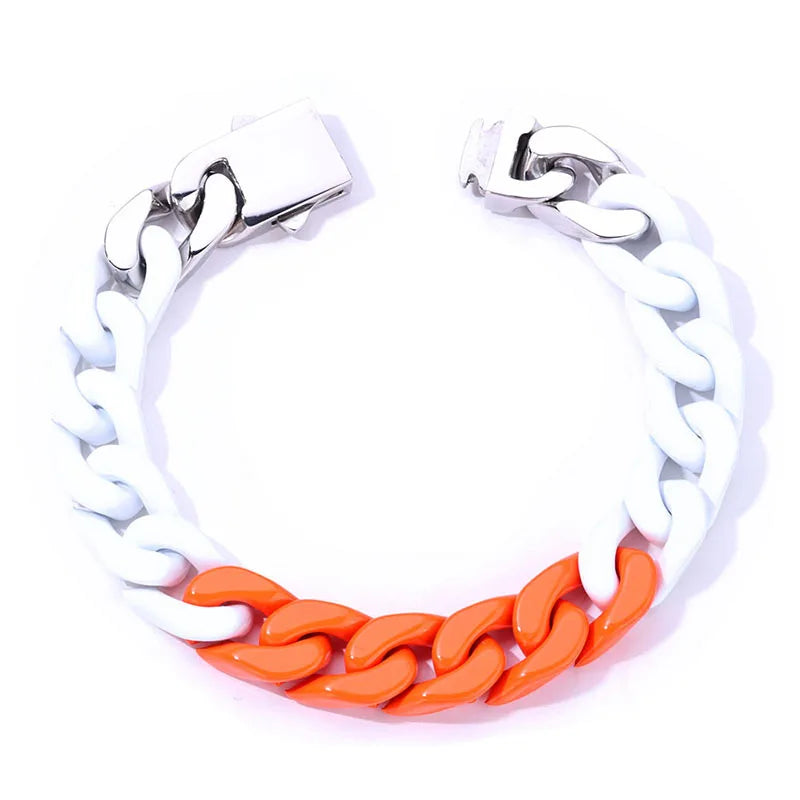 2024 Fashionable Color Paint Matching Cuban Bracelet for Men and Women Non-fading Titanium Steel Hip-hop Jewelry