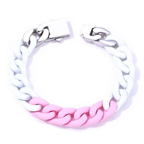 Paint Splatter Cuban Titanium Bracelet - Pink