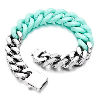 Patchwork Paint Titanium Bracelet - Pink - Jewelry