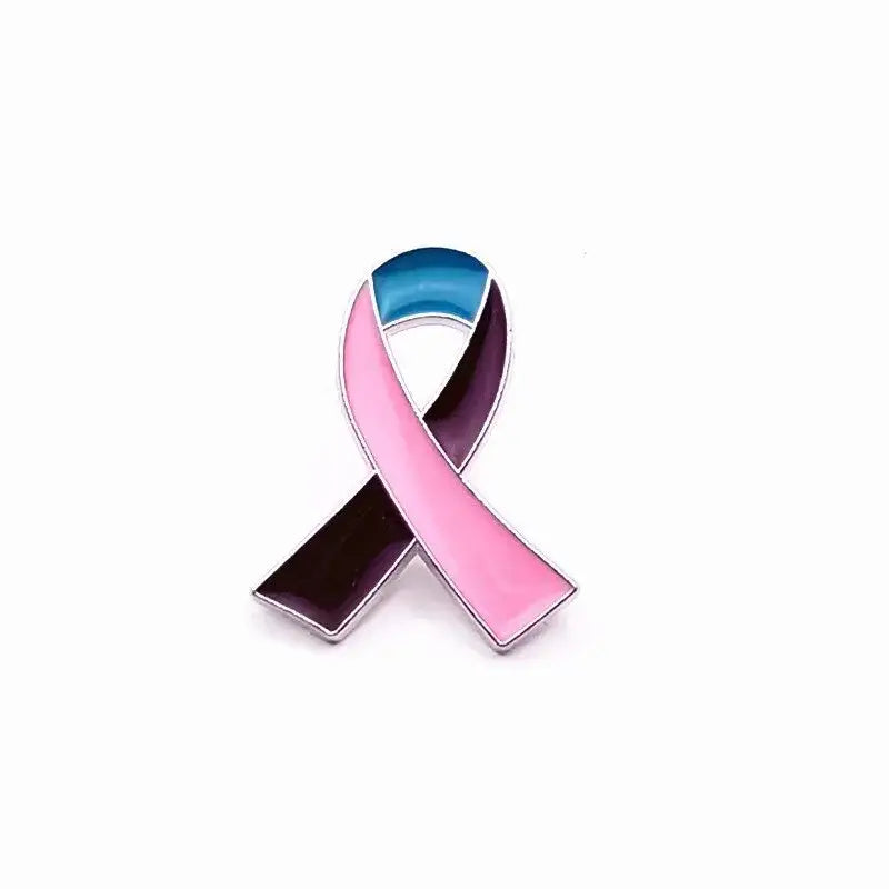 PBR261(1) Pink Ribbon Breast Cancer Enamel Brooch Pin Red Green Yellow Purple White Blue Black Orange Grey Awareness