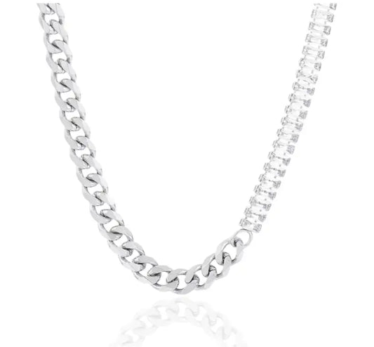Peaceful Shore Cuban & Zircon Necklace - Jewelry