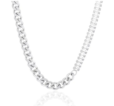 Peaceful Shore Cuban & Zircon Necklace