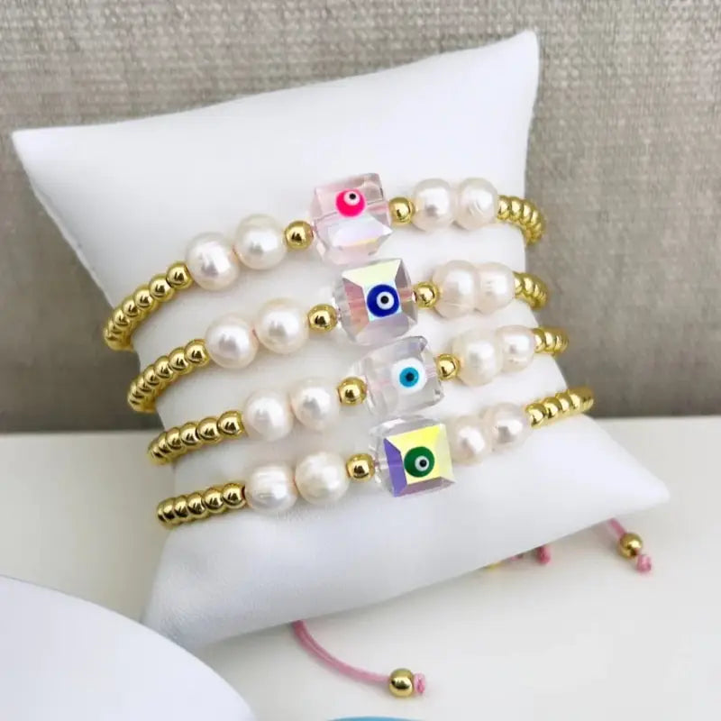 KKBEAD Evil Eye Bracelet for Women Gift Jewellery Natural Freshwater Pearl Pulseras Luxury Designer Jewelry